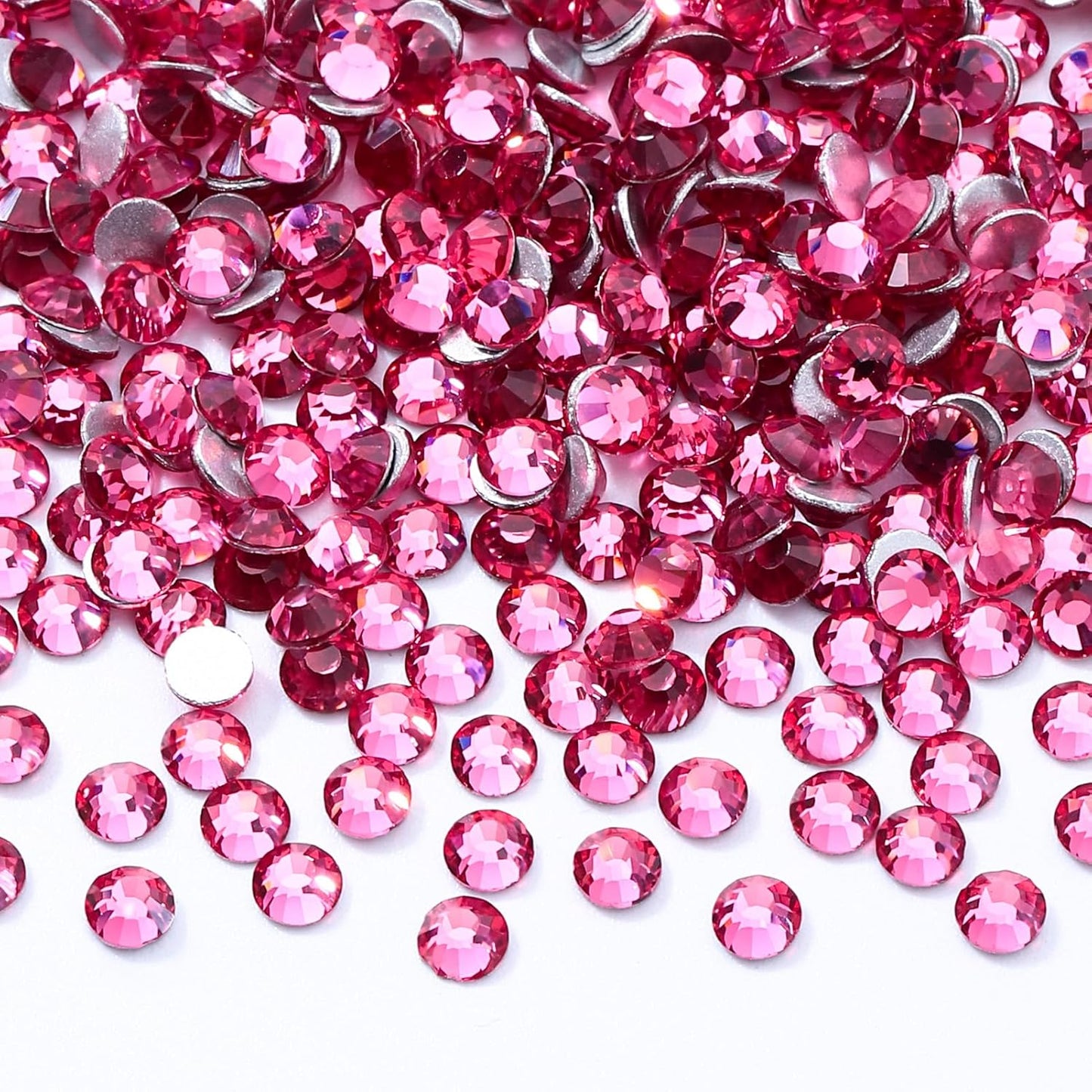Rose Flatback Rhinestones, Glass Rhinestones for Nail Art and Craft, Glue Fix, Loose Crystal Gemstones(Rose, SS6, 2880pcs, 1.9-2.0mm)