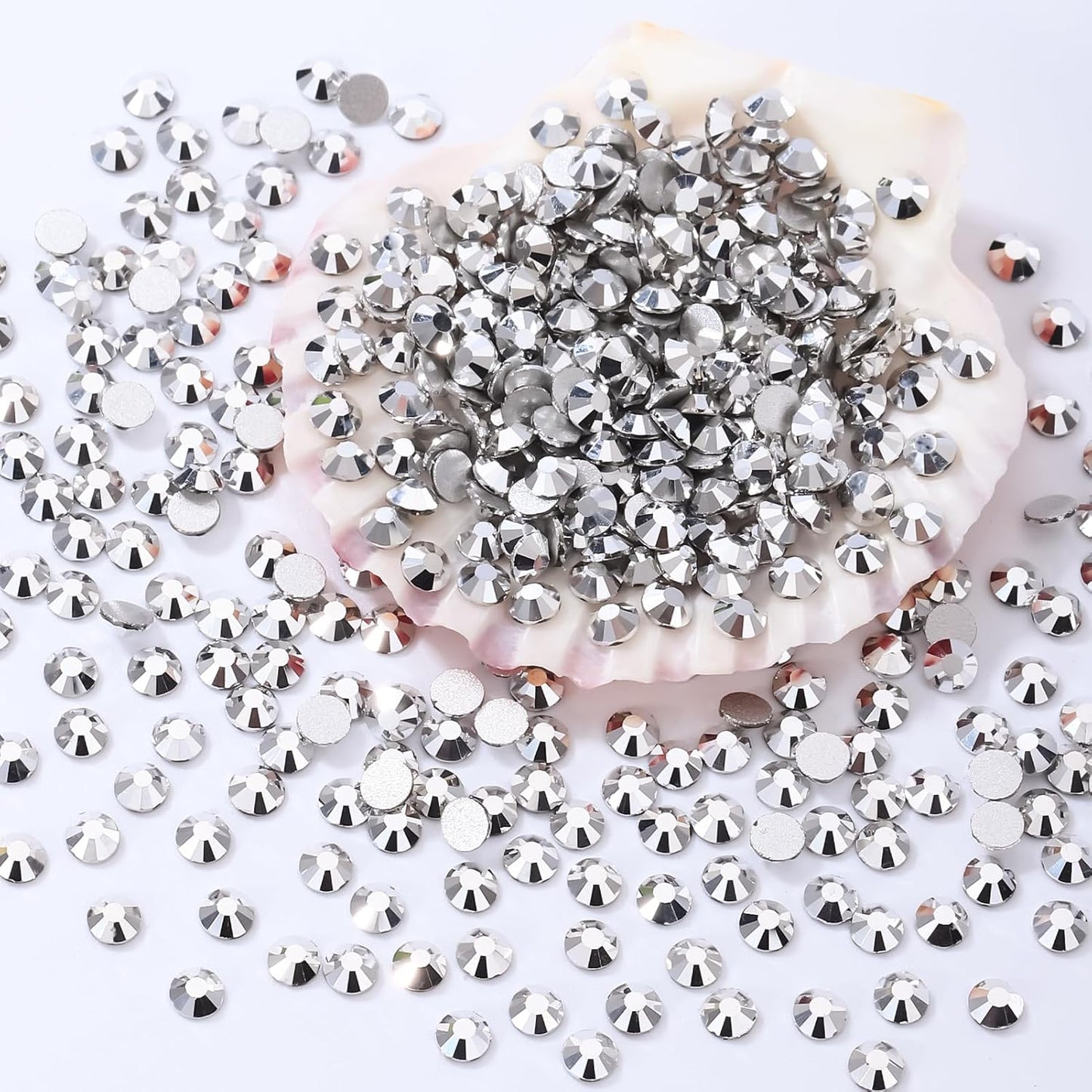 Silver Flatback Rhinestones, Glass Rhinestones for Nail Art and Craft, Glue Fix, Loose Crystal Gemstones(Silver, SS10, 1440pcs, 2.7-2.8mm)