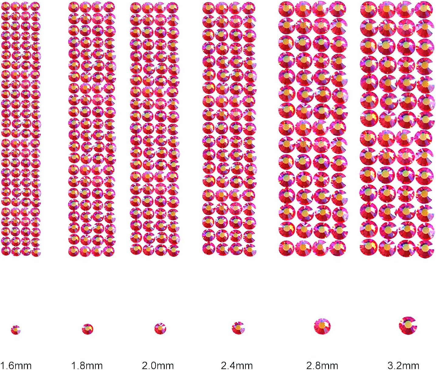 3456pcs Flatback Rhinestones Glass Charms Diamantes Gems Stones for Nail Art 6 Size ss4~ss12 Lt Siam AB