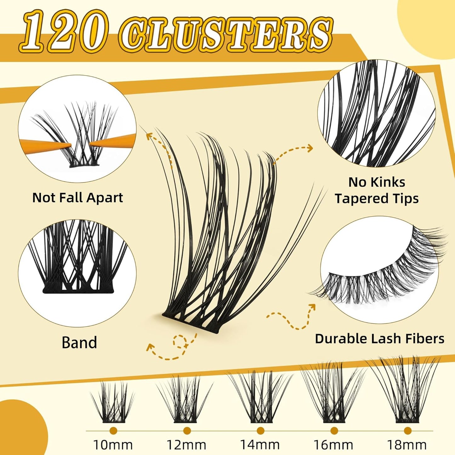 Eyelash Cluster 10-18mm Wispy Eyelash Clusters D Curl DIY Lash Extension Natural Lash Clusters Individual Lashes (LF03 Lashes Only)