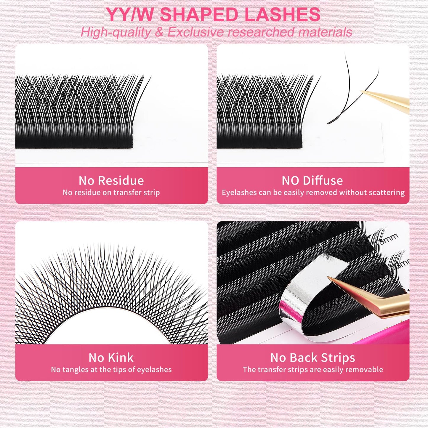 YY Lash Extensions Supplies Y Eyelash Extensions 0.07mm Thickness D Curl 9mm Premade Fans 4D Russian Volume Matte Black 12 Rows Crisscross Eye Lashes(YY-0.07-D,9mm)