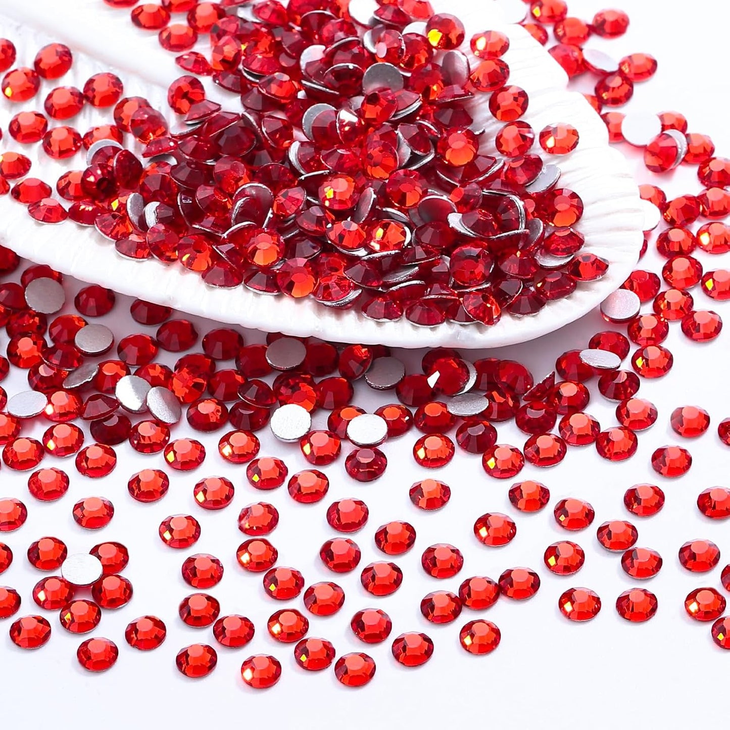Light Siam Flatback Rhinestones, Glass Rhinestones for Nail Art and Craft, Glue Fix, Loose Crystal Gemstones(Red, SS4, 1440pcs, 1.5-1.7mm)