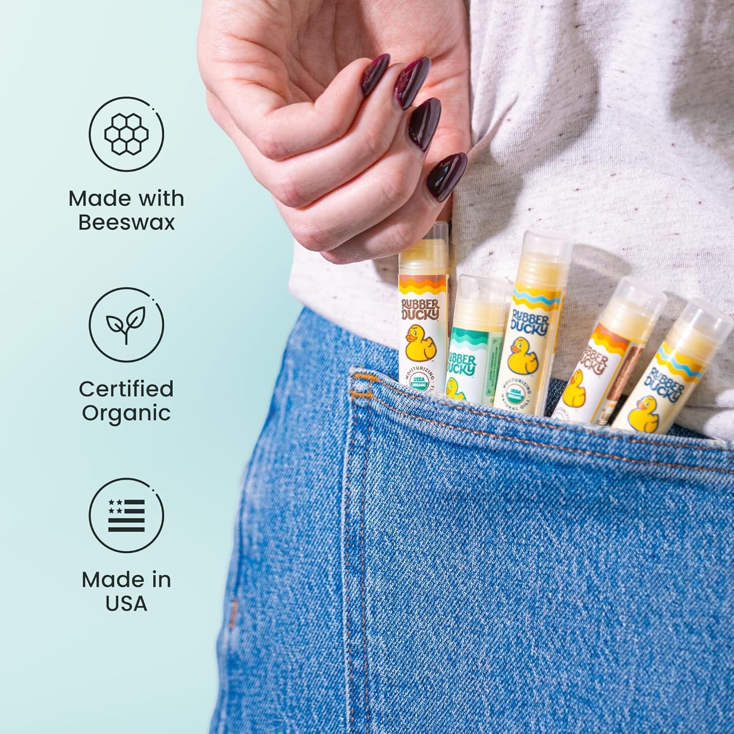 Rubber Ducky Sunscreen - Organic Lip Balm for Women, All Natural Stick with Vitamin E - Moisturizing & Hydrating Lip Balm for Dry Lips - Untinted and Non-Toxic Lip Care - Spearmint, 3 Pack