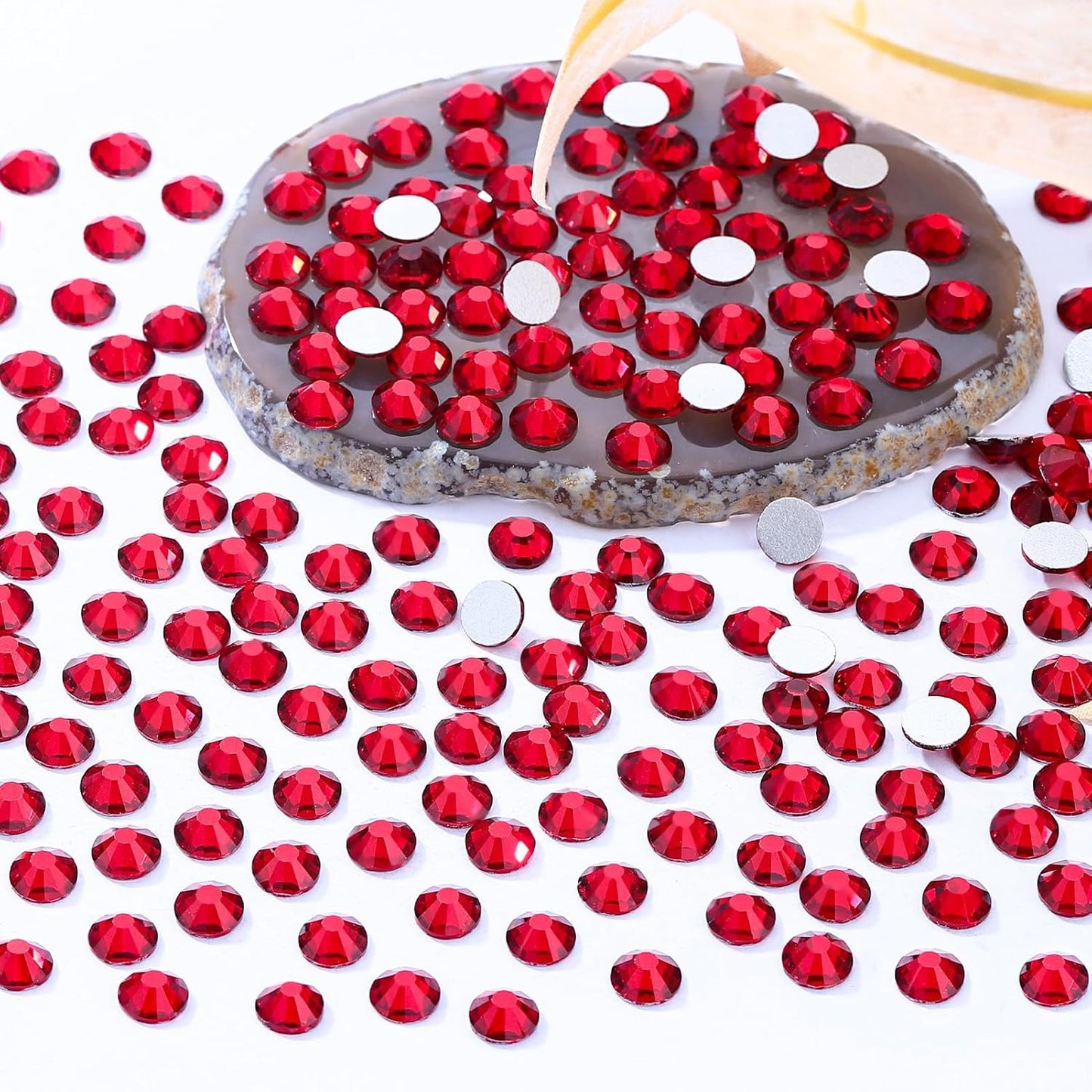 Siam Flatback Rhinestones, Glass Rhinestones for Nail Art and Craft, Glue Fix, Loose Crystal Gemstones(Siam, SS12, 2880pcs, 2.9-3.0mm)