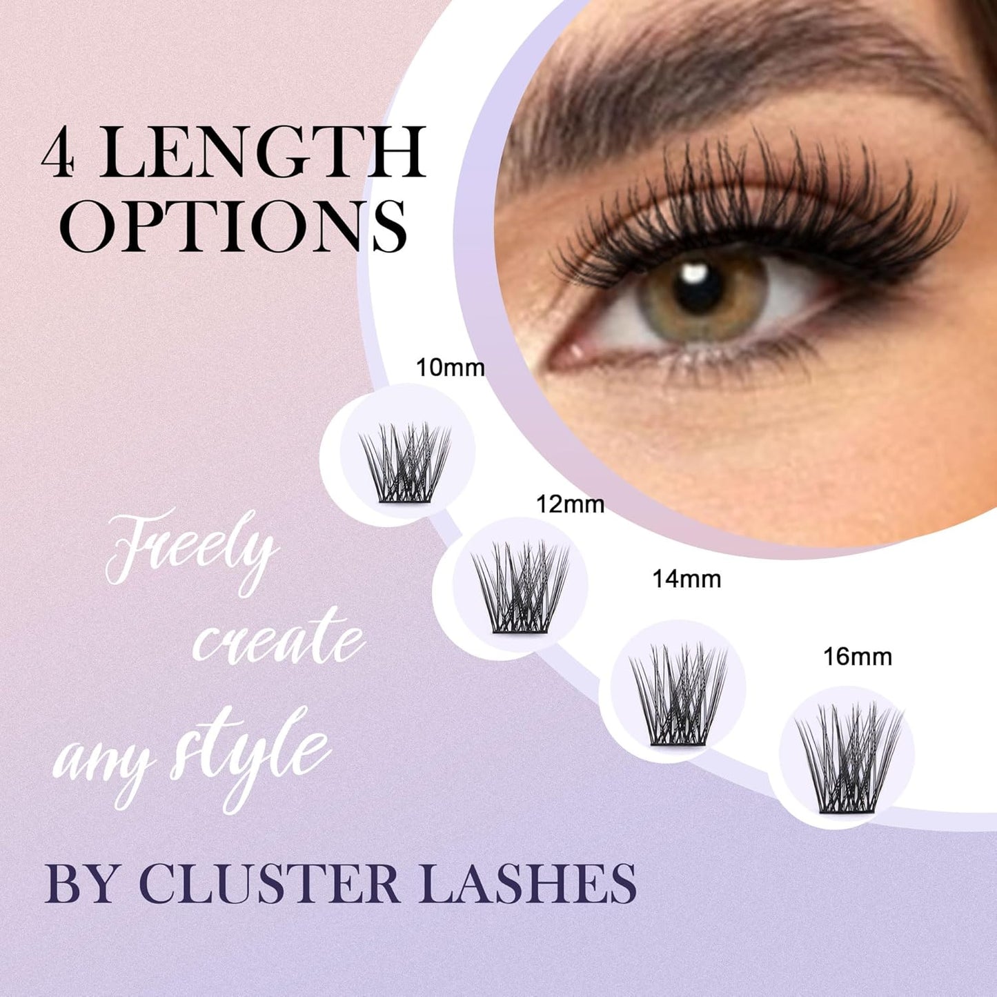 GAQQI Lash Clusters, GQ19 Individual Lashes 168pcs D Curl, DIY Lash Extension 14mm Length Only False Eyelash Clusters, Natural & Wispy Lash Wisps (GQ19,D Curl,14mm)