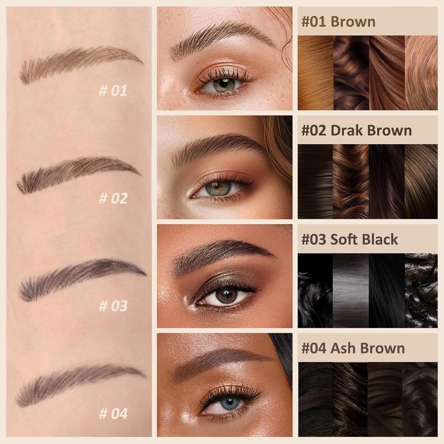 UCANBE Brow-Fection Angled Brush Eyebrow Pen, Liquid Microblading Eyebrow Pencils for Women, Wild Natural Brow Pen for Realistic Hair-Like Brows, Easy to Color, Waterproof, Lasts All Day, Soft Black