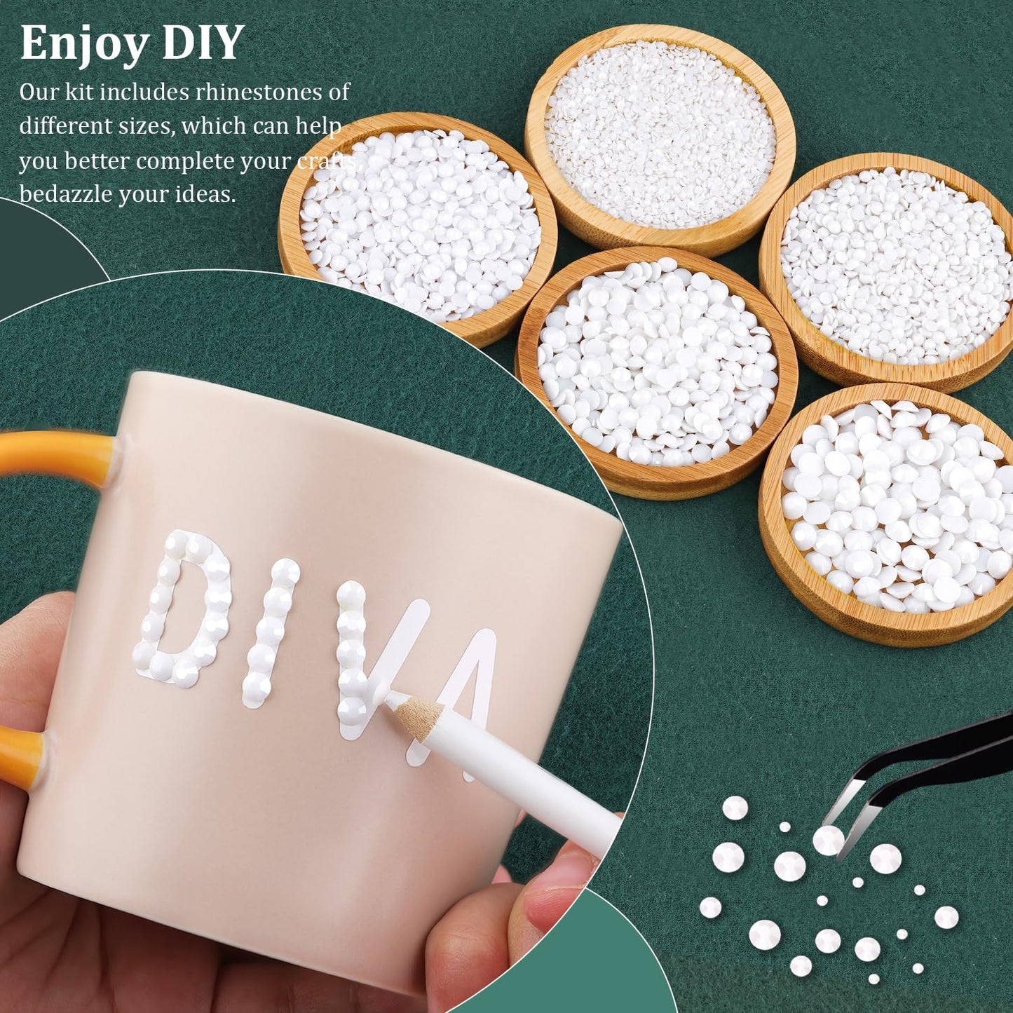 Resin Rhinestones for Crafting with B7000 Jewelry Glue, 2 Boxes White Flatback Crystals with 3Pcs 10ml Glue for Bedazzling Crafts DIY Nail Art Makeup，Non Hotfix Gems for Clothing Shoes