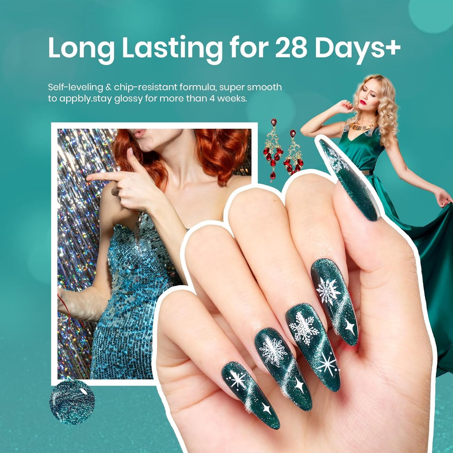 Beetles Green Cat Eye Gel Nail Polish, 9ml Glitter Gel Polish with Magnet Shimmer Green Velvet Soak Off UV LED Nail Lamp Nail Art DIY Home Manicure Design Gift for Women