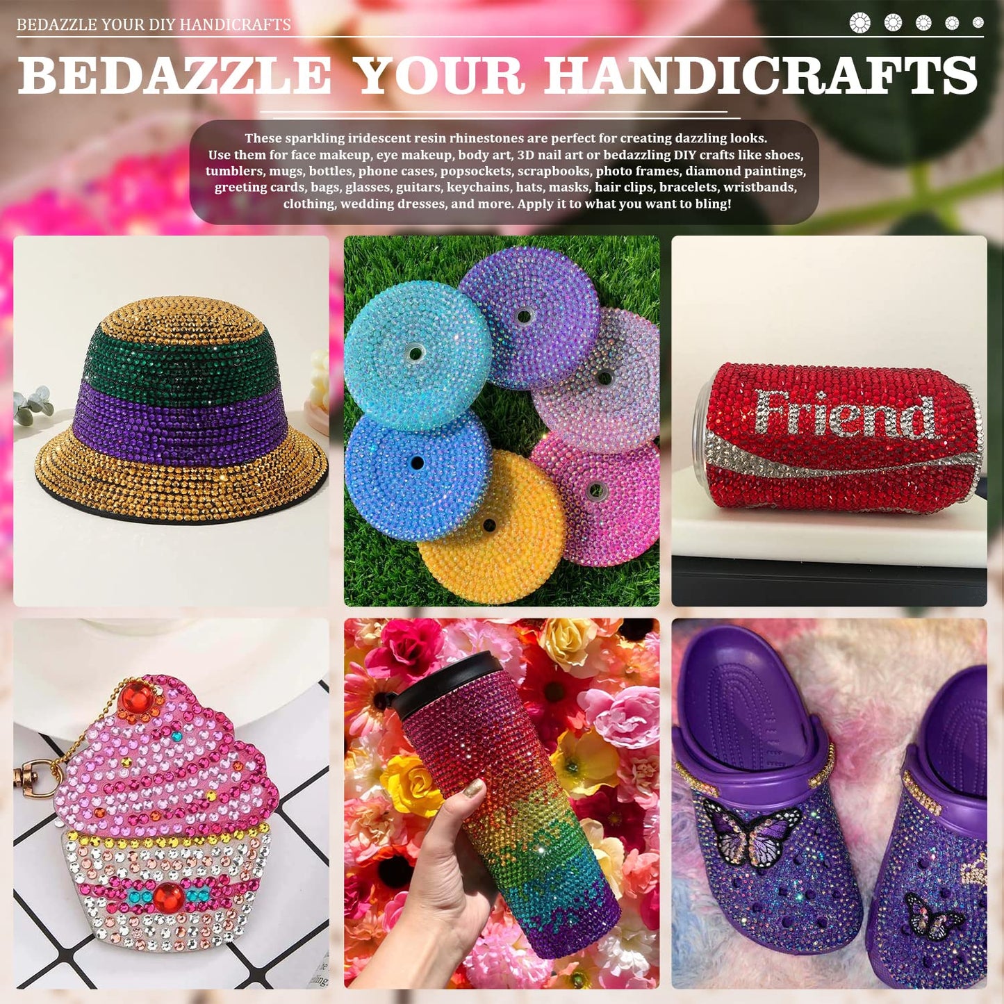 7000PCS Resin Rhinestones with Tweezers for Crafting, 2/3/4/5/6mm Flatback Jelly Rhinestones, 4 Box Red AB Non Hotfix Crystal Gems for DIY Crafts Mugs Tumblers Clothes Makeup Nail