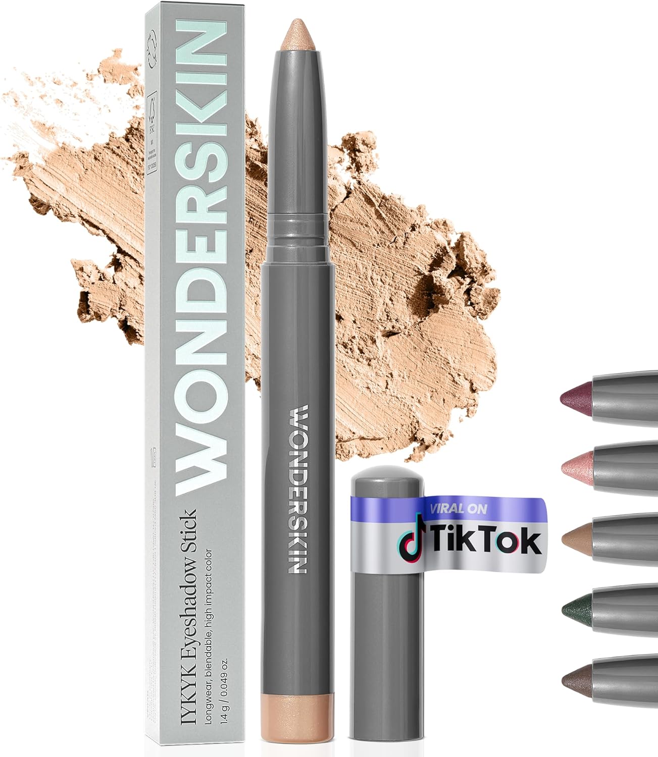 Wonderskin IYKYK Eyeshadow Stick - Longwear Eye Shadow Sticks, Budge-Proof & Waterproof Shimmer Eyeshadow Stick with Built-in Sharpener (Champagne)