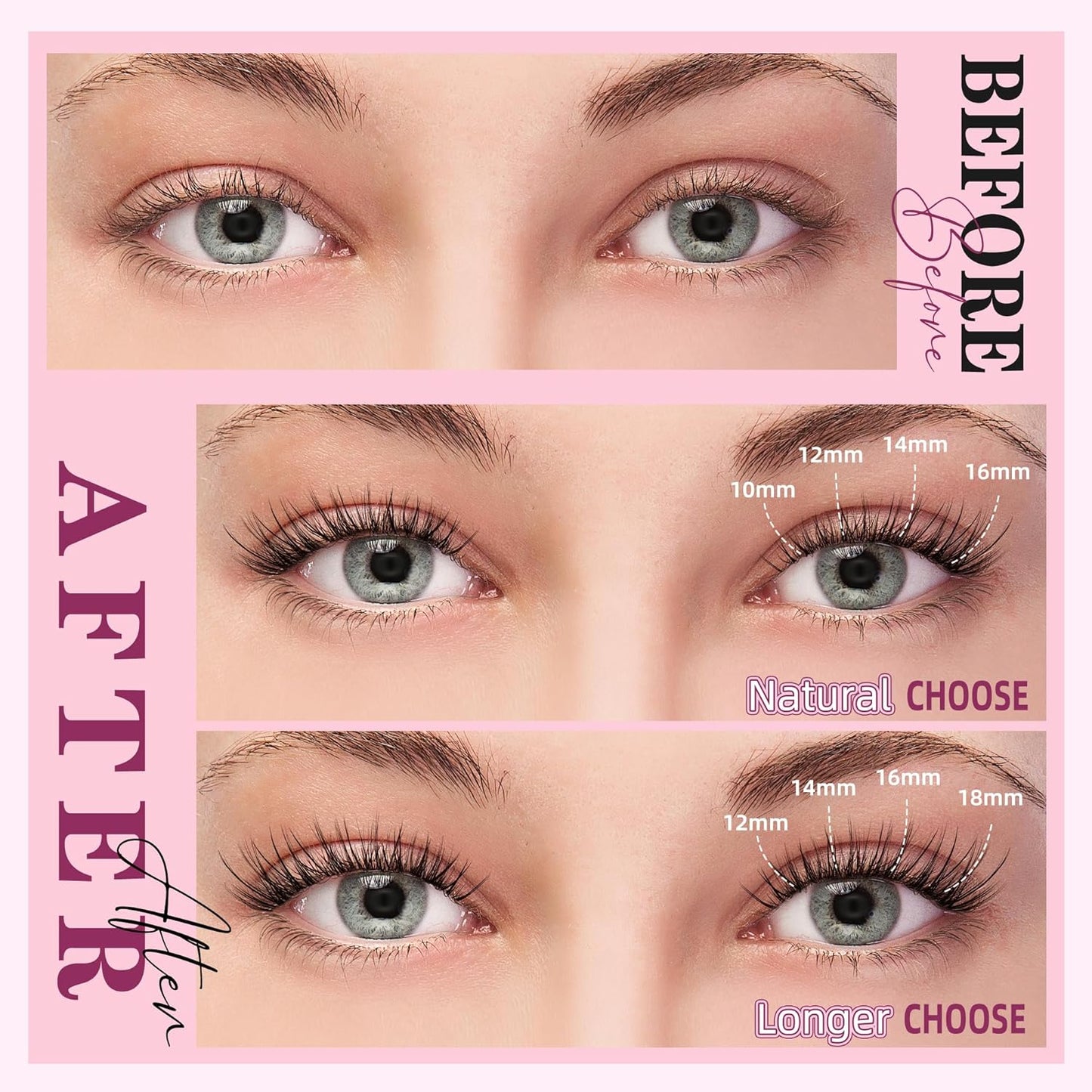 Lash Clusters Kit 10-18mm D Curl Clusters Eyelash Extensions Kit False Eyelash Clusters, DIY Lash Extension Kit with Lash Bond & Seal, Lash Glue Remover, Lash Tweezers U17 Kit