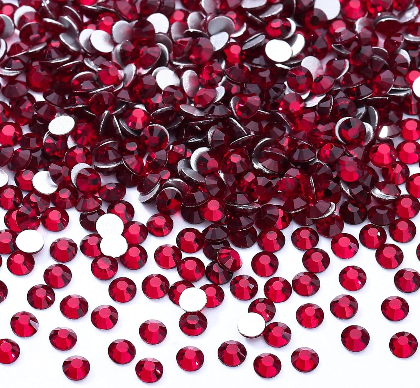 Siam Flatback Rhinestones, Glass Rhinestones for Nail Art and Craft, Glue Fix, Loose Crystal Gemstones(Siam, SS10, 2880pcs, 2.7-2.8mm)