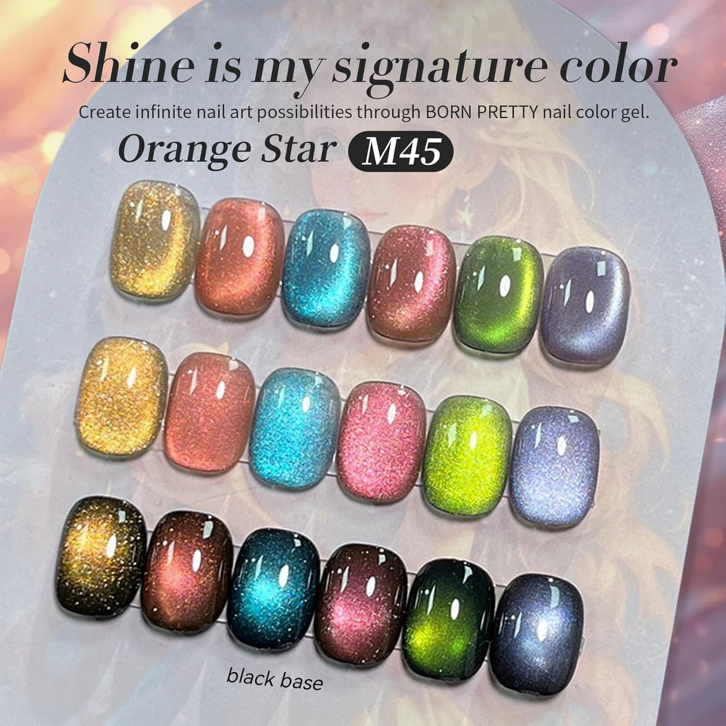 Born Pretty Magnetic Gel Nail Polish,Glitter Magnetic Gel Polish Shimmer Auroras Magnetic Gel Nail Art Manicure Kit 6PCS