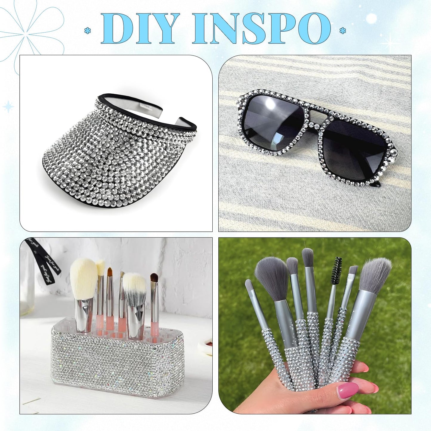 6000Pcs Resin Rhinestones for Bedazzling with 3Pcs B7000 Jewelry Glue, 1 Box Silver Flatback Rhinestones for Crafting Crafts DIY, Crystals Gems for Clothing Shoes Tumblers Nail Art Makeup