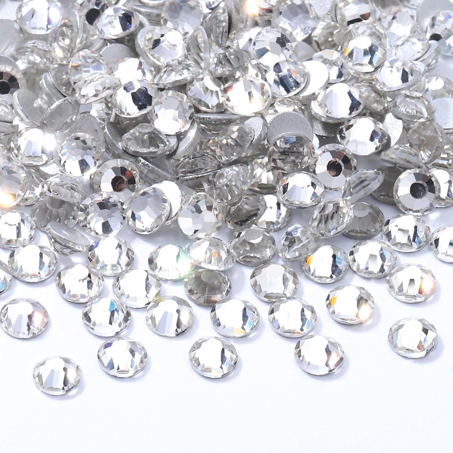 Crystal Clear Flatback Rhinestones, Glass Rhinestones for Nail Art and Craft, Glue Fix, Loose Crystal Gemstones(Crystal, SS12, 2880pcs, 2.9-3.0mm)