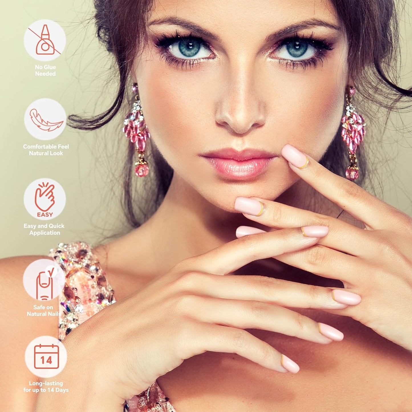 Semi Cured Gel Nail Strips-Quick Press on Nails Nude Glue on Nails, French Tip & Simple Designs, Semi Gel Nail Stickers for Everyday & Housework,Works with Any UV/LED Lamps(Ruby French)