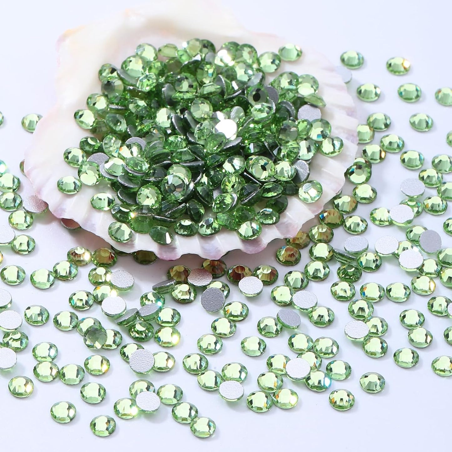 Light Green Flatback Rhinestones, Glass Rhinestones for Nail Art and Craft, Glue Fix, Loose Crystal Gemstones(Lt.Green, SS30, 576pcs, 6.4-6.6mm)