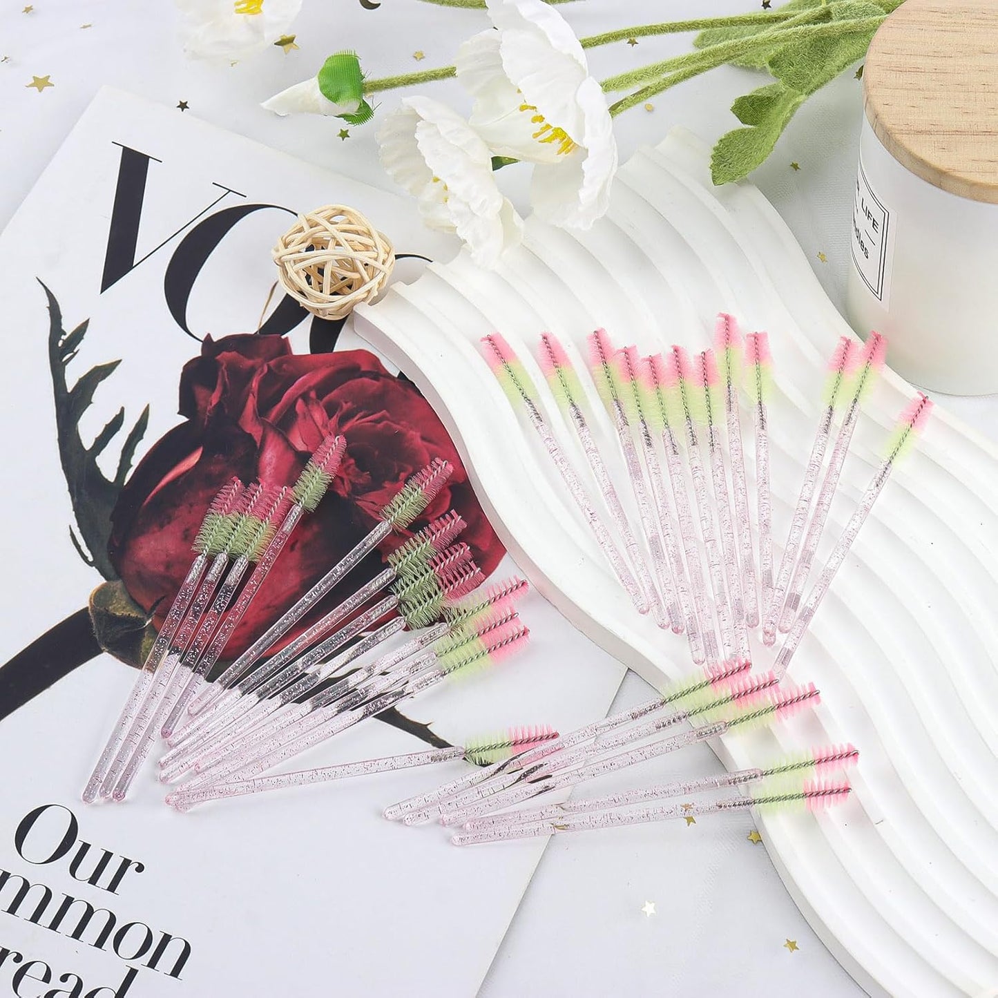 300PCS Disposable Mascara Wands Spoolie Brush Crystal Eyebrow Brushes Eyelash Extension Applicator Makeup Kits