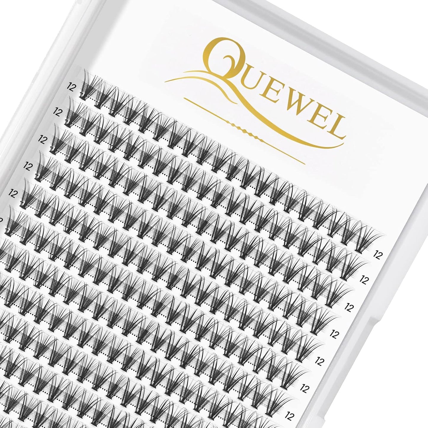 QUEWEL Cluster Lashes 240Pcs Individual Lashes 20D 0.07C Curl 12mm Knot-Free Lash Extensions Clusters Lashes Soft&Natural False Eyelashes Individual DIY Eyelash Extension at Home(20D 0.07C 12)