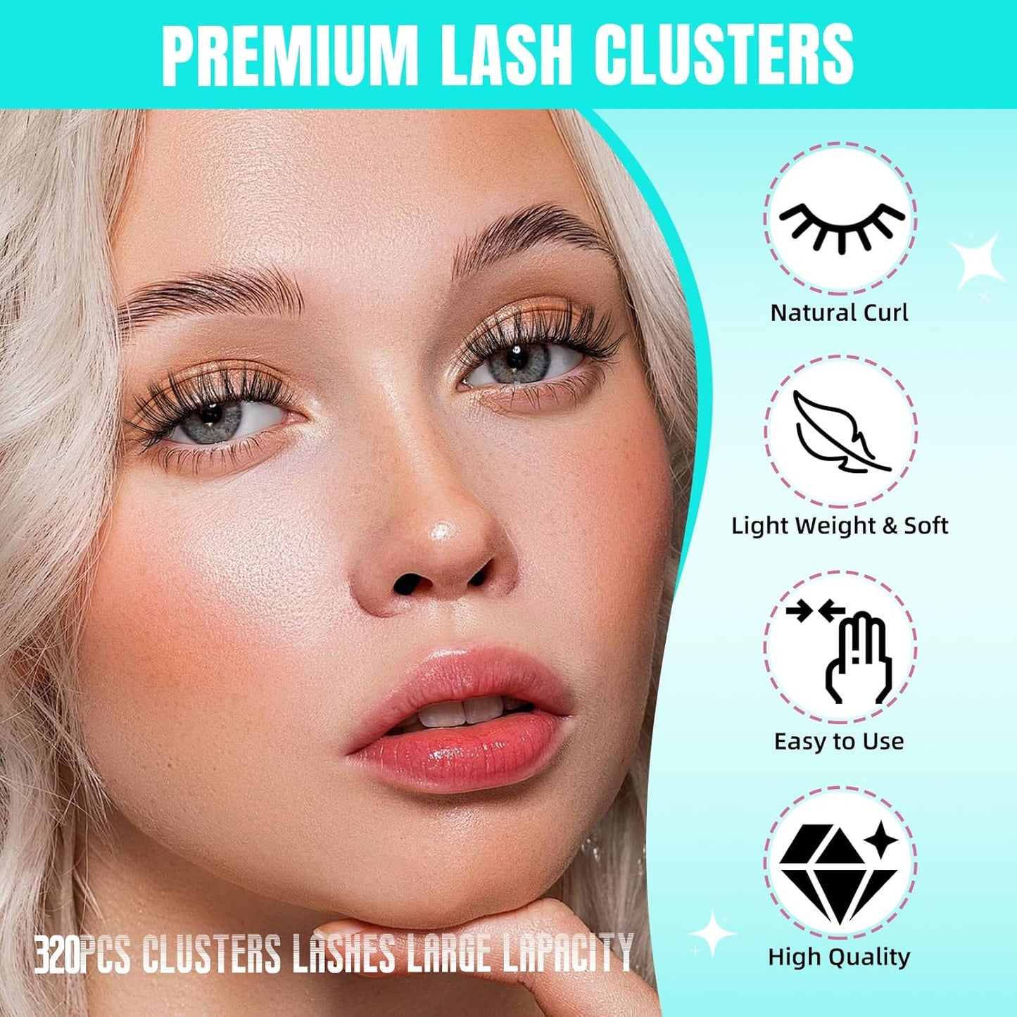 Lash Clusters Wispy 320PCS Eyelash Extension 30D Cluster Lashes Individual Lashes DIY Lash Extension Natural Look Cluster Eyelash Extensions Soft False Eyelashes at Home for Beginners(D-Mix9-16mm)