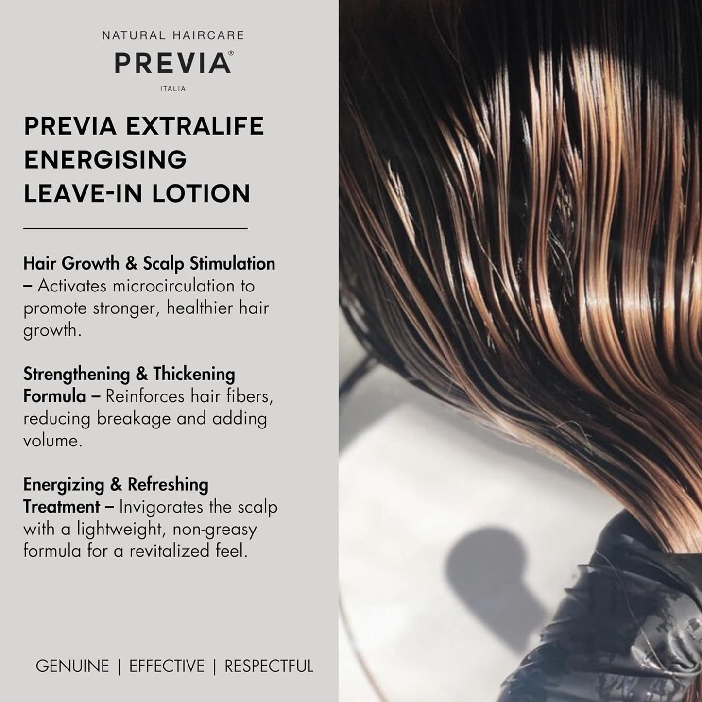 PREVIA Extralife Energising Leave-In Organic Lotion - Hair Loss Treatment - Promotes Fuller, Thicker Hair - All Natural & Organic - 3.38 oz