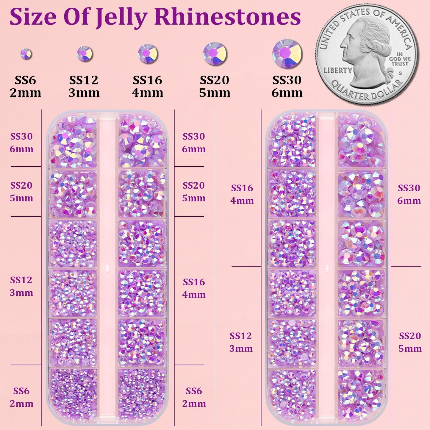 Resin Jelly Rhinestones for Crafting with B7000 Jewelry Glue, 2 Boxes Light Purple AB Flatback Crystals with 3Pcs 10ml Glue, Bedazzling Non Hotfix Gems for DIY Tumblers Clothing Shoes Manicure