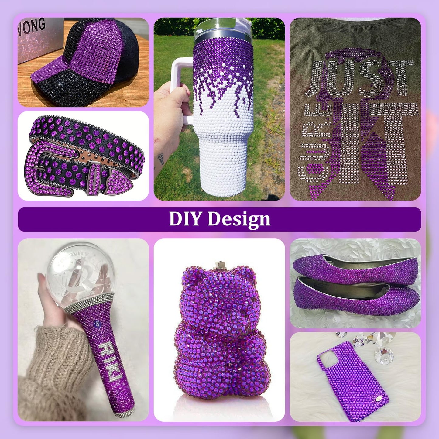 Resin Rhinestones for Crafting, 1 Box Dark Violet Multi Sizes Flatback Bedazzling Crystals for Crafts Nail Art Deco, Non Hotfix Gems Charms for Tumbler Shoes Clothing Fabric Face Makeup