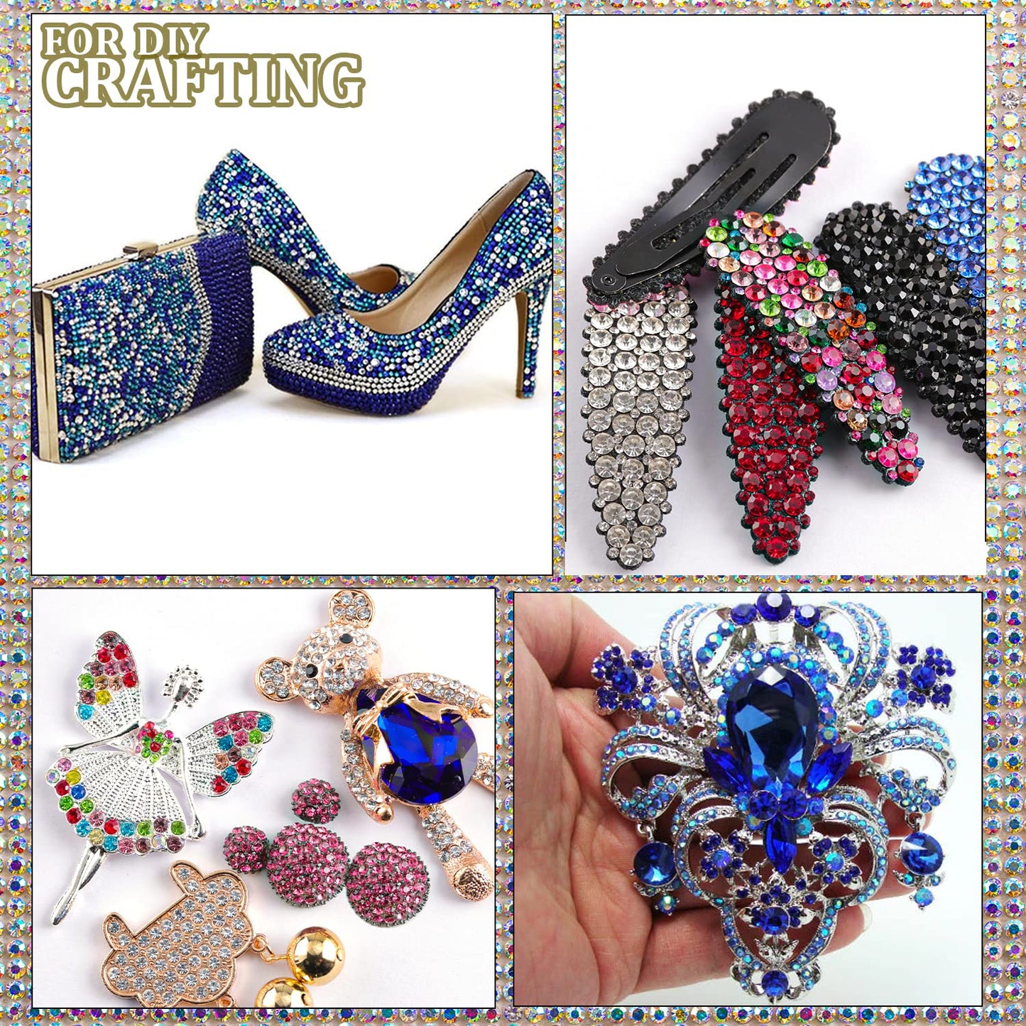 Two Packs of Flatback Rhinestones 4520 Pcs Colorful Nail Art Rhinestones Flatback Crystal Colorful+Royal Blue Rhinestone with Picker Pencil and Tweezer for Nail Art and Decoration