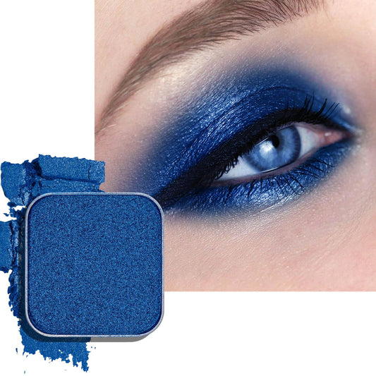 Magnetic Blue Single Eyeshadow Matte Shimmer Highly Pigmented Blendable Longwear Powder in Magnetic Refill Pan for Custom Palette Easy to Apply and Remove (Abyss)