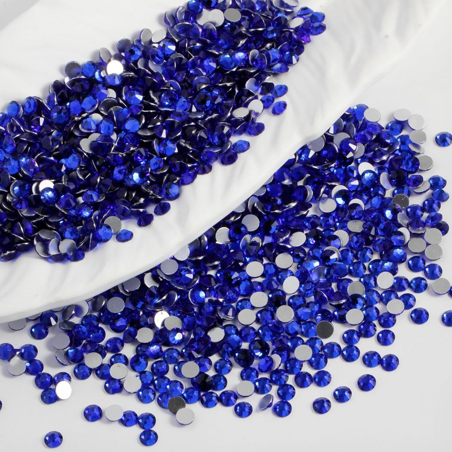 2000PCS SS16 Flatback Rhinestones | 12-Facet Diamond-Cut Glass Gems for Nail Art, Clothing, DIY Crafts |Glue-On Decoration Stones with Silver Backing(Sapphire)