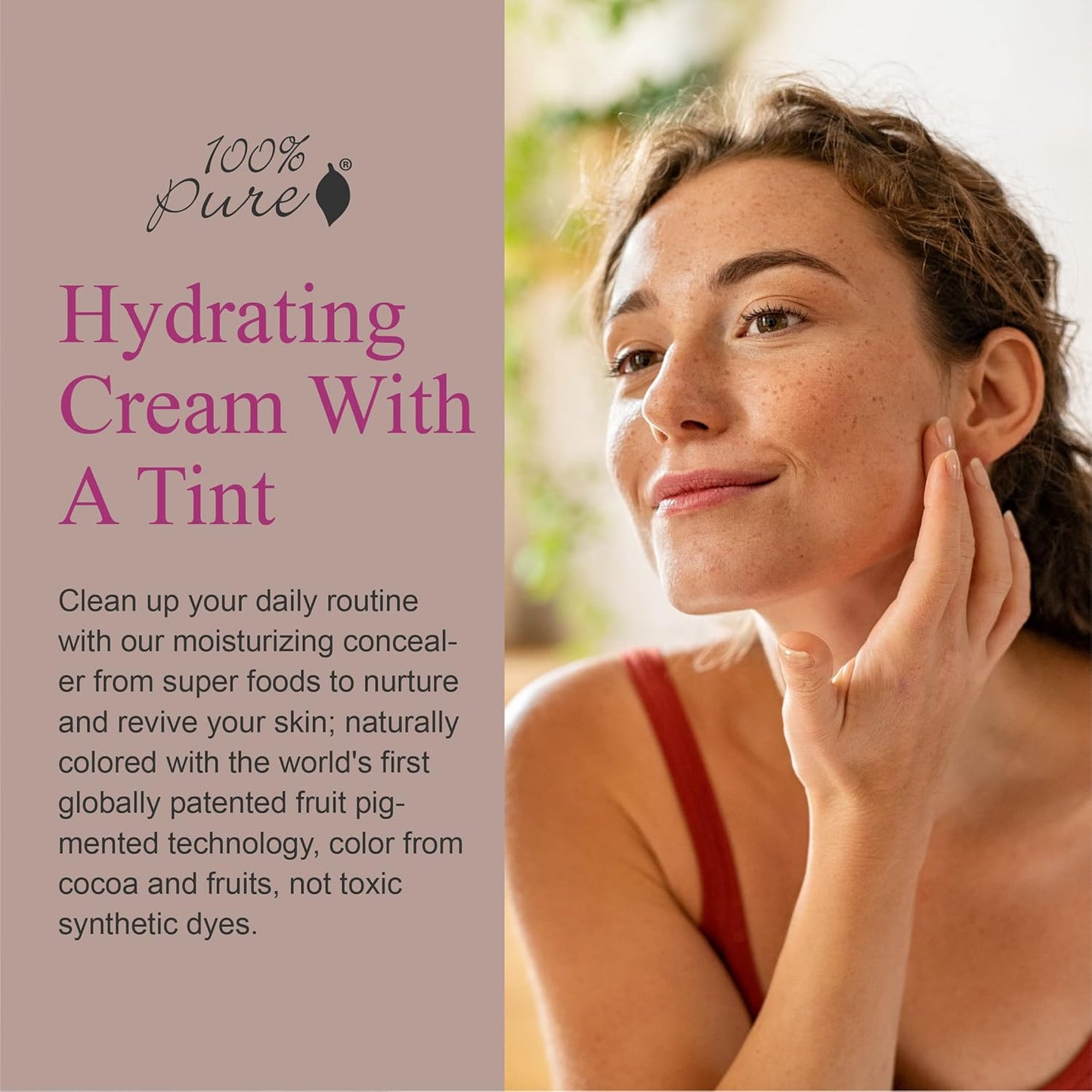 100% PURE Tinted Moisturizer Anti-Aging Face Makeup - Fruit Pigmented Alpine Rose Light to Medium Coverage & Dewy Glow - Lightweight Foundation Fair Skin w/Pink Undertone - Vegan - 1.7 Fl Oz