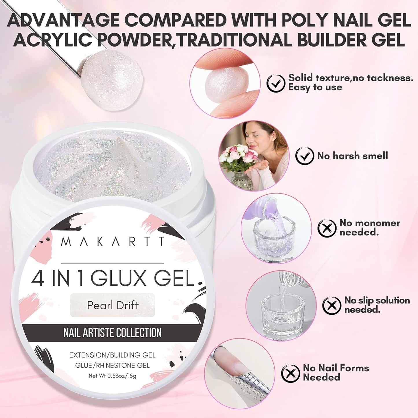 Makartt 3D Nail Gel Art for Nails Starter Kit: 4 Colors 3D Sculpting DIY Manicure Solid Gel Builder Clear and Shimmers for Extension, Molding Hard Gels with Silicone Flower Molds Sculpture Brush