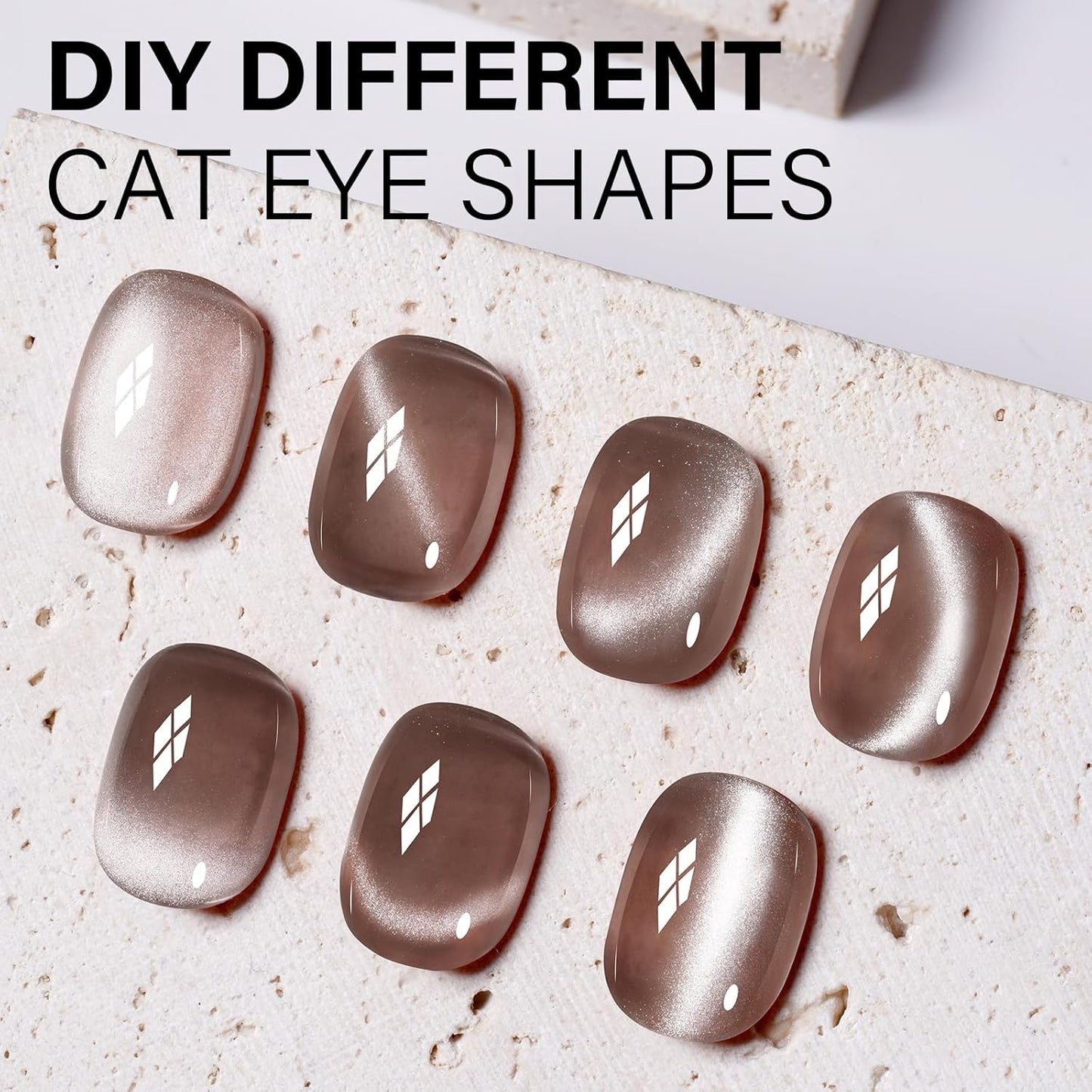 AILLSA Cat Eye Gel Nail Polish Nude Crystal Glitter Polish with Magnet, Sheer Glass Shimmer Holographic Nail Polish Reflective Translucent Jelly Color U V Gel Salon DIY at Home 0.5 OZ GF31