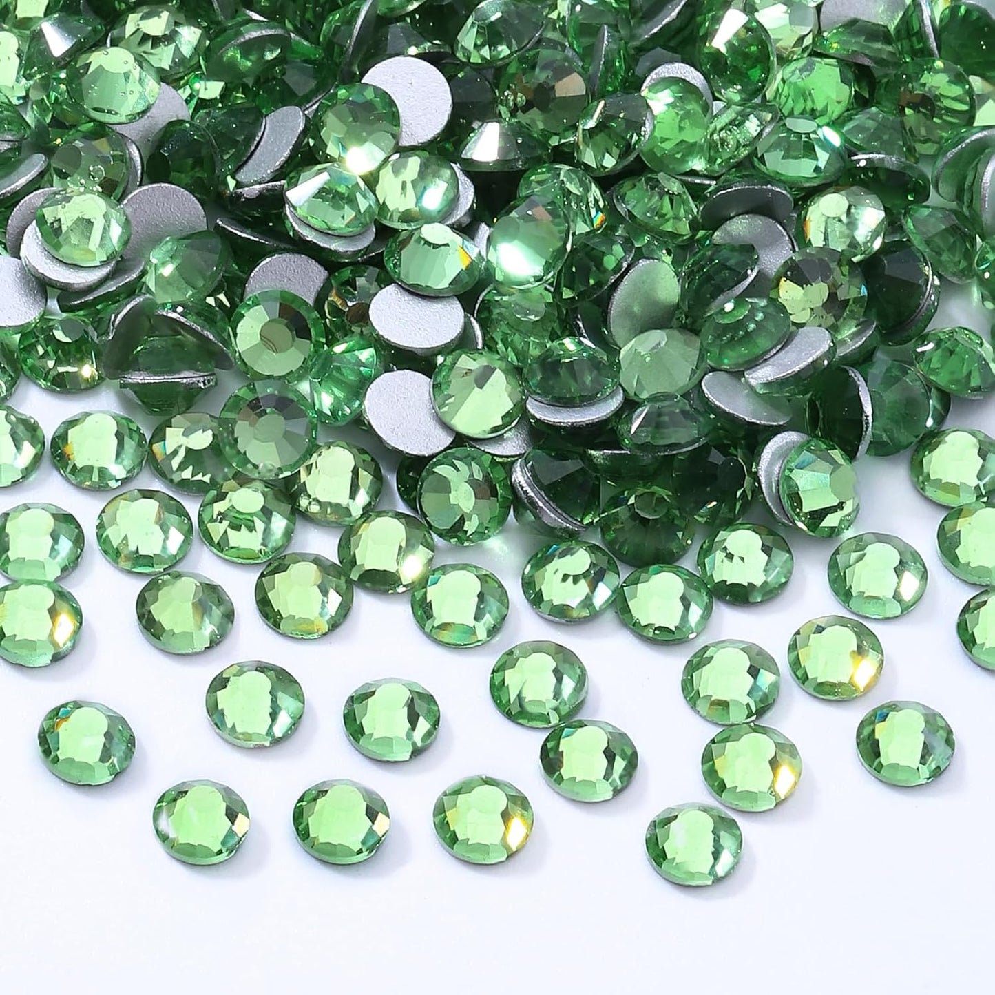 Light Green Flatback Rhinestones, Glass Rhinestones for Nail Art and Craft, Glue Fix, Loose Crystal Gemstones(Lt.Green, SS30, 576pcs, 6.4-6.6mm)