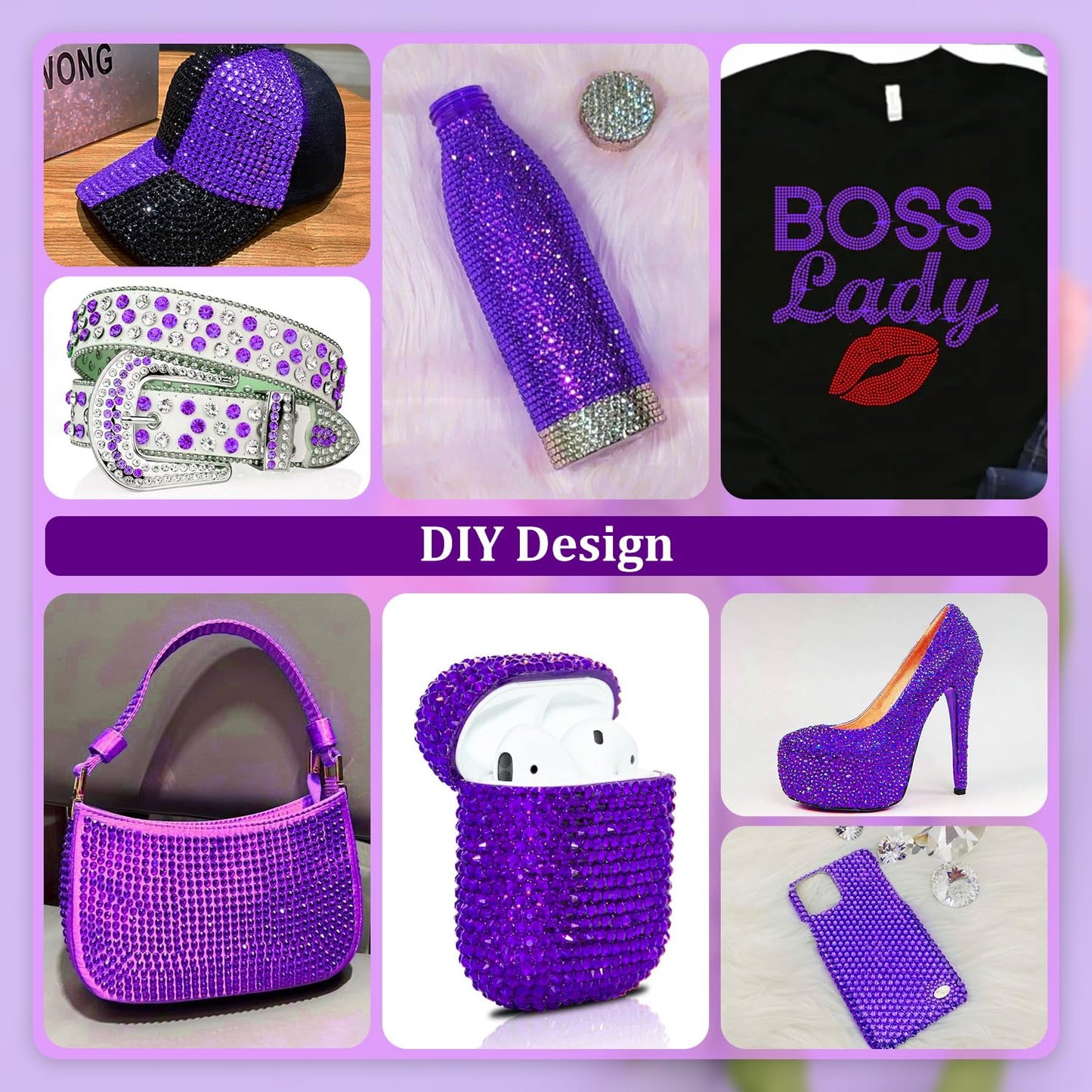 Resin Rhinestones for Crafting, 2 Boxeses Purple Multi Sizes Flatback Bedazzling Crystals for Crafts Nail Art Deco, Non Hotfix Gems Charms for Tumbler Shoes Clothing Fabric Face Makeup