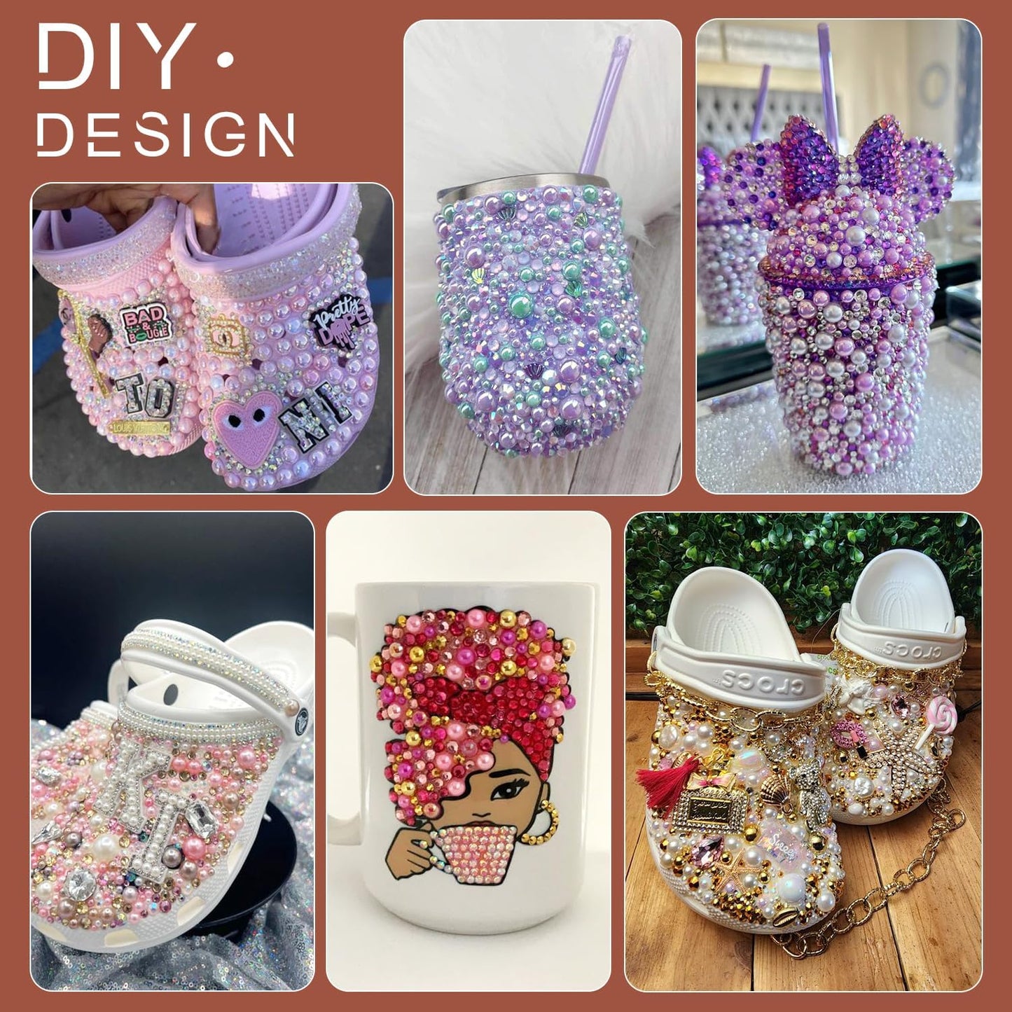 80g Flatback Pearls and Rhinestones for Crafting, White Brown 3-10mm Resin Rhinestones and Half Pearls for Bedazzling, Nail Art and Dec with 3pcs 10ml B7000 Jewelry Glue, Tweezer and Pickup Pencil