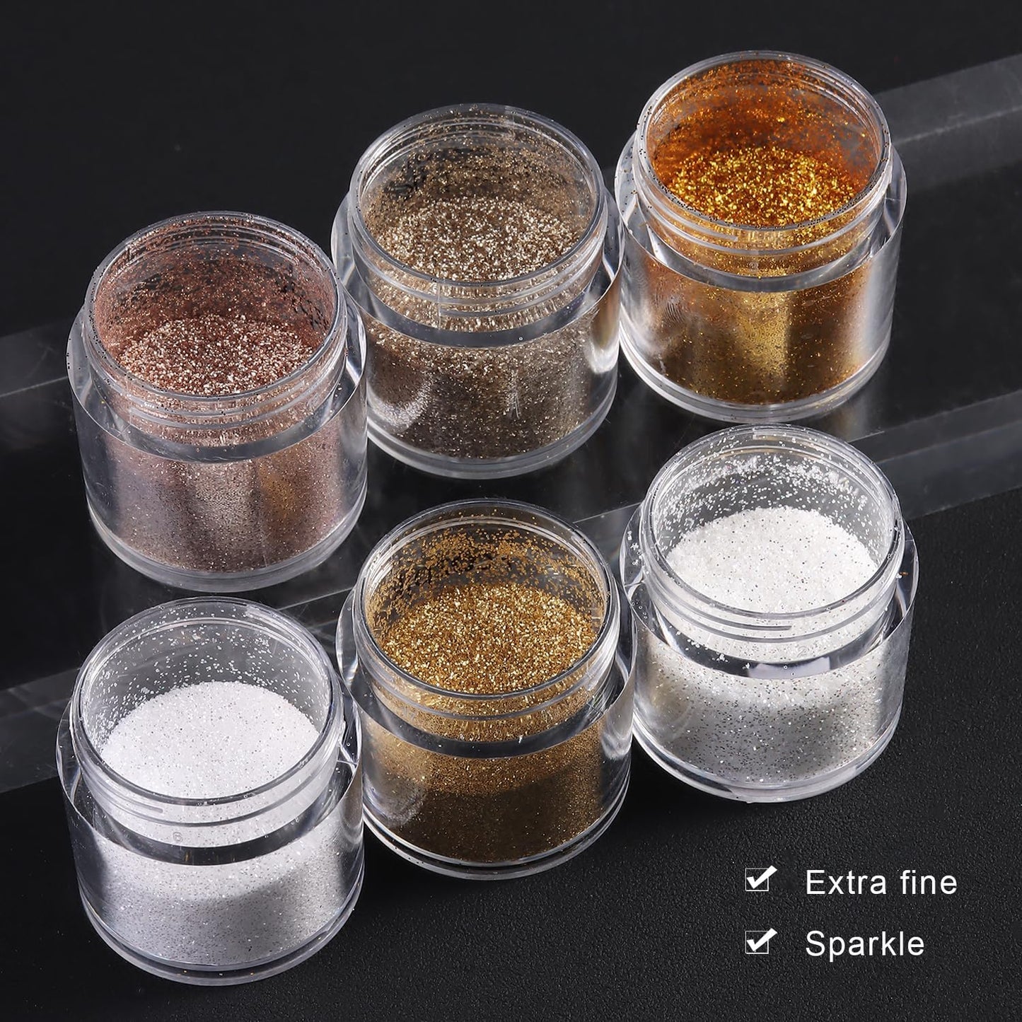 6 Colors Nail Glitter Set, White Gold Sugar Nail Glitter Candy Coat Powder, Sparkle Winter Sweater Design Manicure Decor