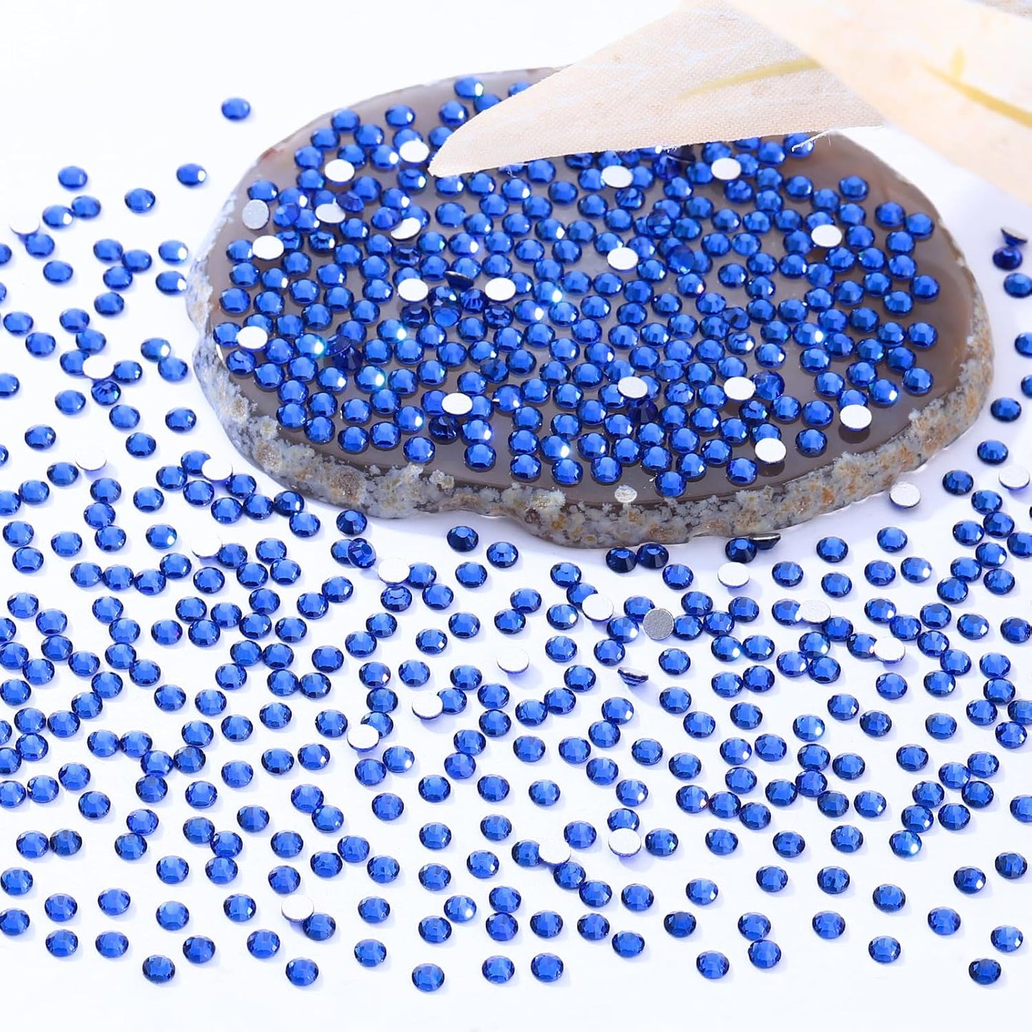 Sapphire Flatback Rhinestones, Glass Rhinestones for Nail Art and Craft, Glue Fix, Loose Crystal Gemstones(Blue, SS6, 2880pcs, 1.9-2.0mm)