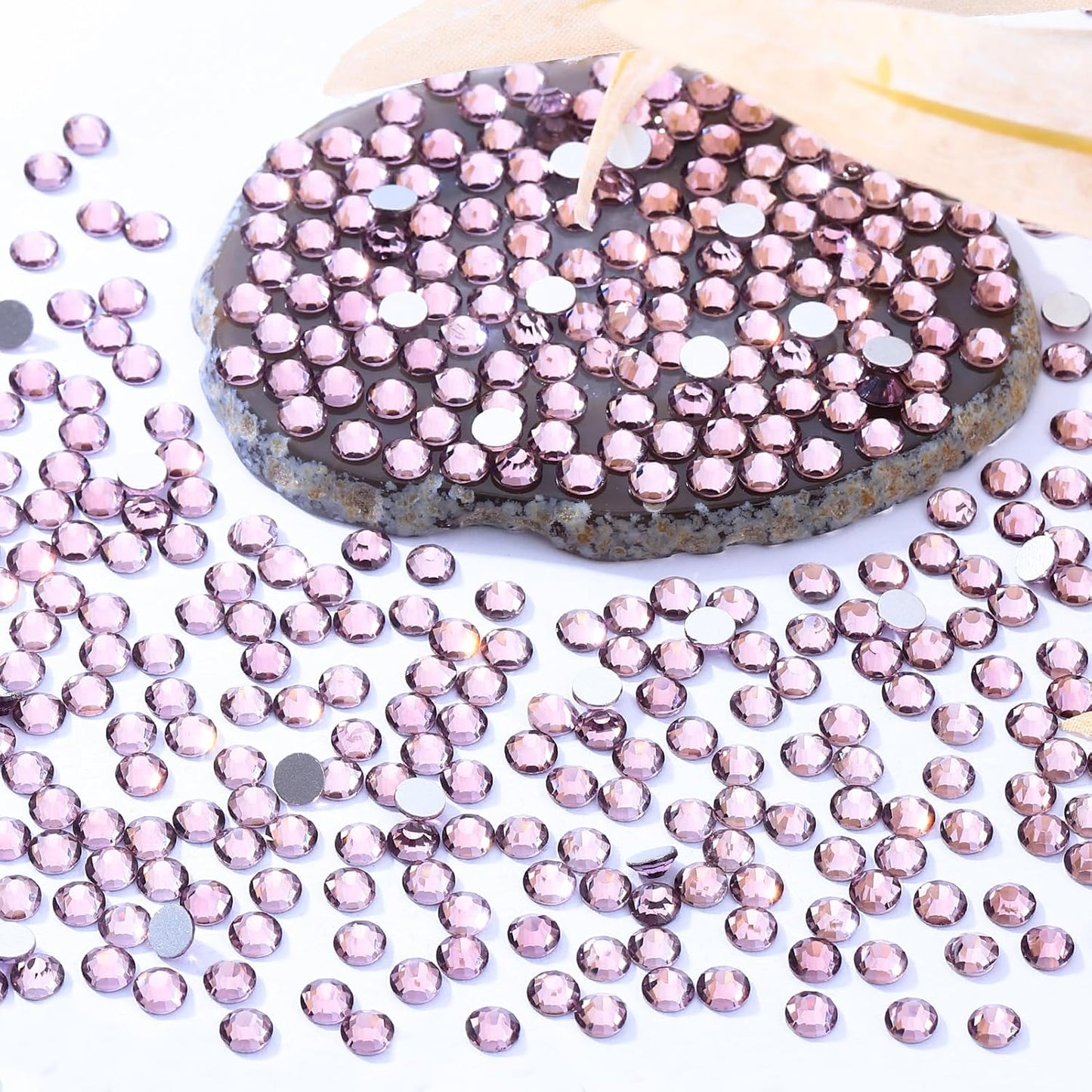 Light Amethyst Flatback Rhinestones, Glass Rhinestones for Nail Art and Craft, Glue Fix, Loose Crystal Gemstones(Lt.Amethyst, SS12, 2880pcs, 2.9-3.0mm)