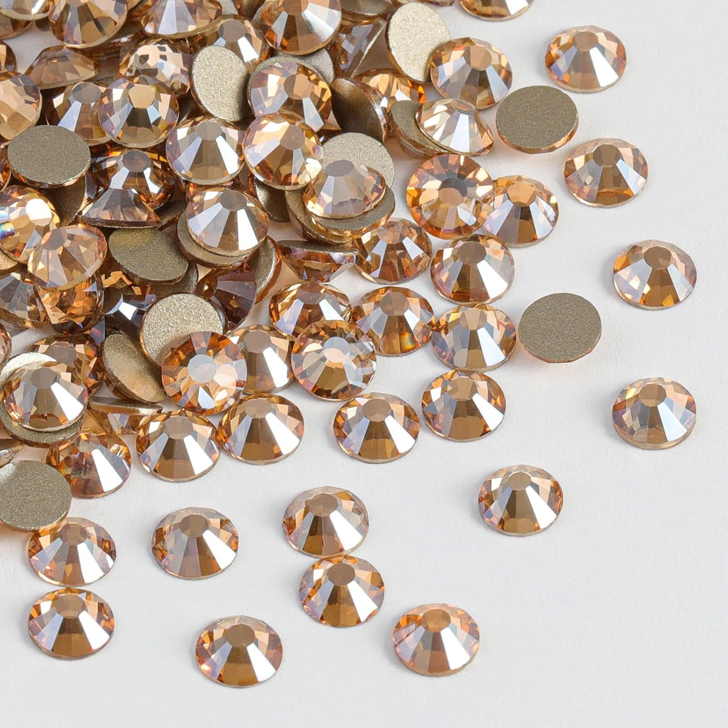 Beadsland 144 Pieces Flat Back Crystal Rhinestones Round Gems, Golden Shadow, SS40, 8.4-8.7mm