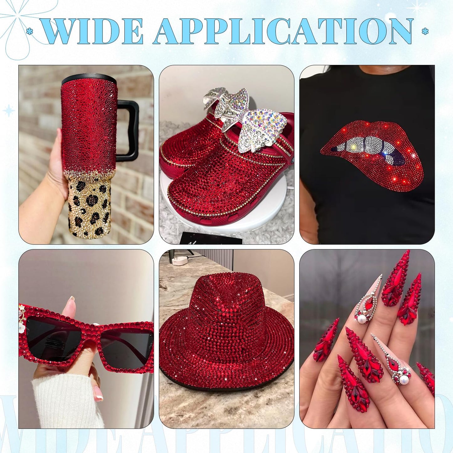 6000Pcs Resin Rhinestones for Bedazzling with 3Pcs B7000 Jewelry Glue, 1 Box Dark Red Flatback Rhinestones for Crafting Crafts DIY, Crystals Gems for Clothing Shoes Tumblers Nail Art Makeup