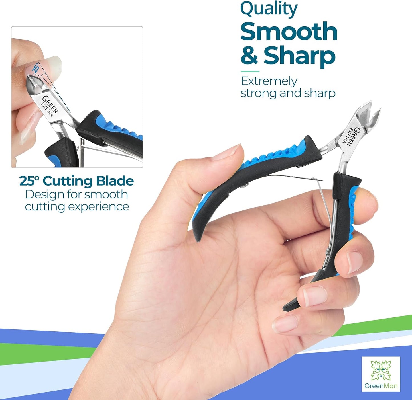 Cuticle Trimmer with Non-Slip Grip Handle Professional Stainless Steel Cuticle Cutter Sharp Blades Double Spring Cuticle Nippers for Nail Care Pedicure Manicure Nail Tools (Blue-Black)