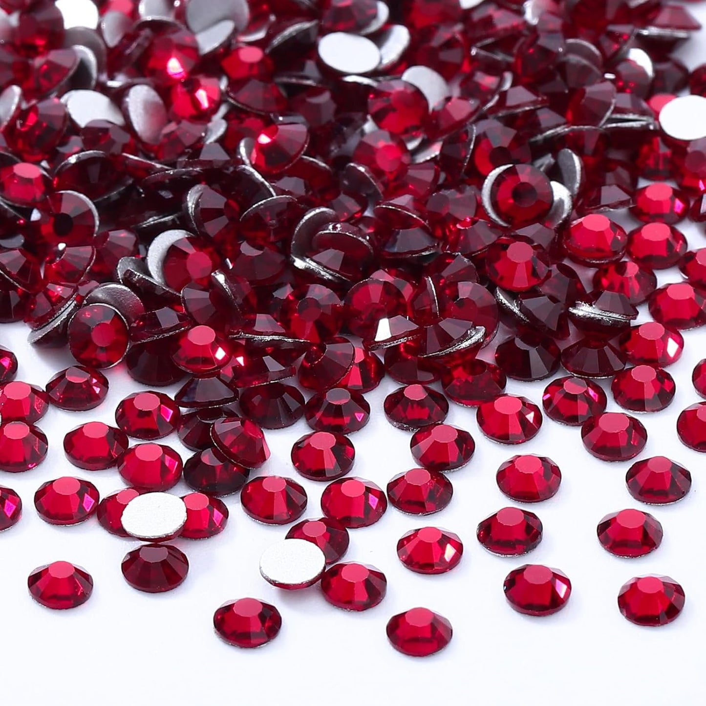 Siam Flatback Rhinestones, Glass Rhinestones for Nail Art and Craft, Glue Fix, Loose Crystal Gemstones(Siam, SS12, 2880pcs, 2.9-3.0mm)