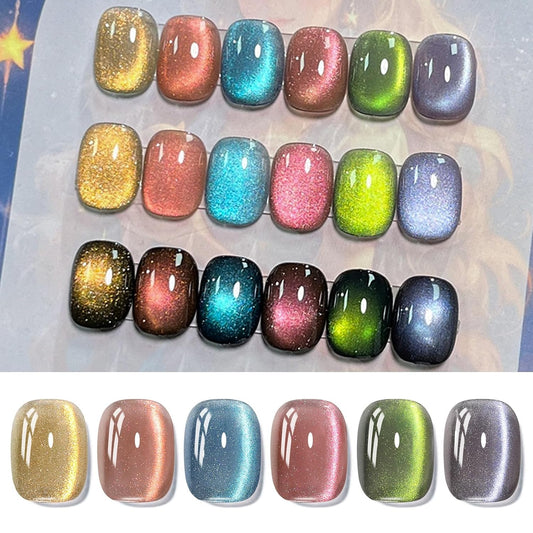 Born Pretty Magnetic Gel Nail Polish,Glitter Magnetic Gel Polish Shimmer Auroras Magnetic Gel Nail Art Manicure Kit 6PCS