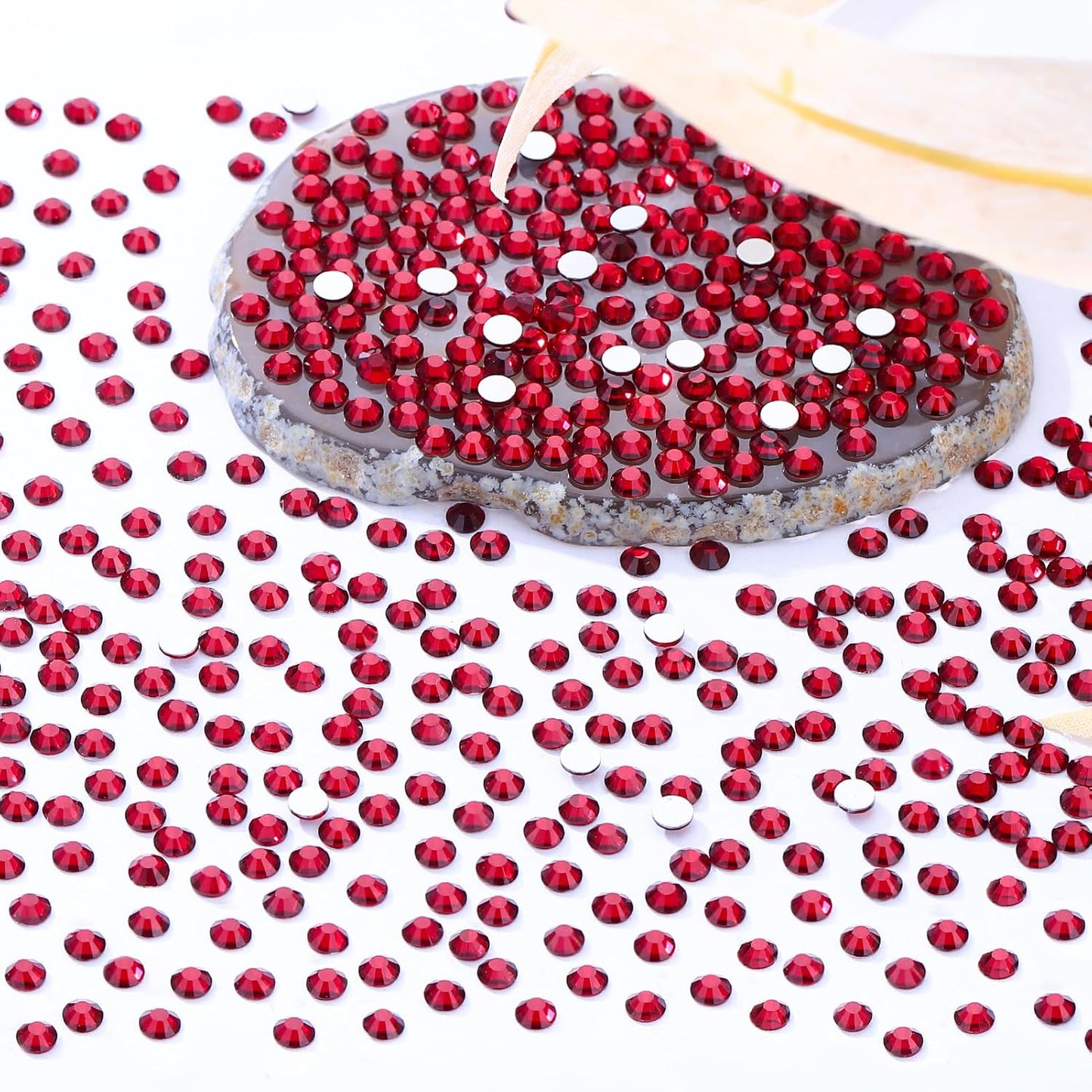 Siam Flatback Rhinestones, Glass Rhinestones for Nail Art and Craft, Glue Fix, Loose Crystal Gemstones(Siam, SS10, 2880pcs, 2.7-2.8mm)