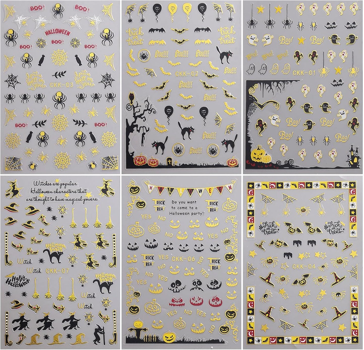 Metal Halloween Nail Art Stickers Gold Spider Web Black Bat Witch Cobweb Ghost Nail Design Supplies Charms Self-Adhesive Spooky Holiday Nail Decorations Nail Art for Women DIY Manicure Accessories