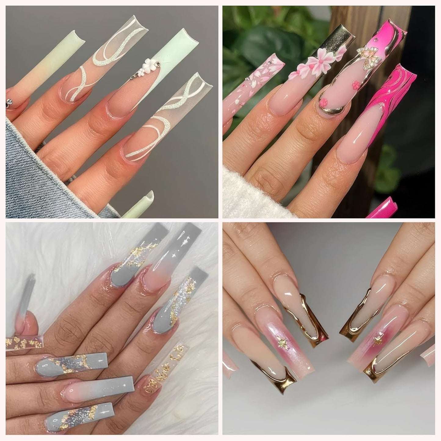 UNA GELLA XXL Long Square Nail Tips No Need File 216pcs Extra Long Straight Square Gel Nail Tips No C Curve Full Cover Press On Nails Clear Gel Extensions 12 Sizes