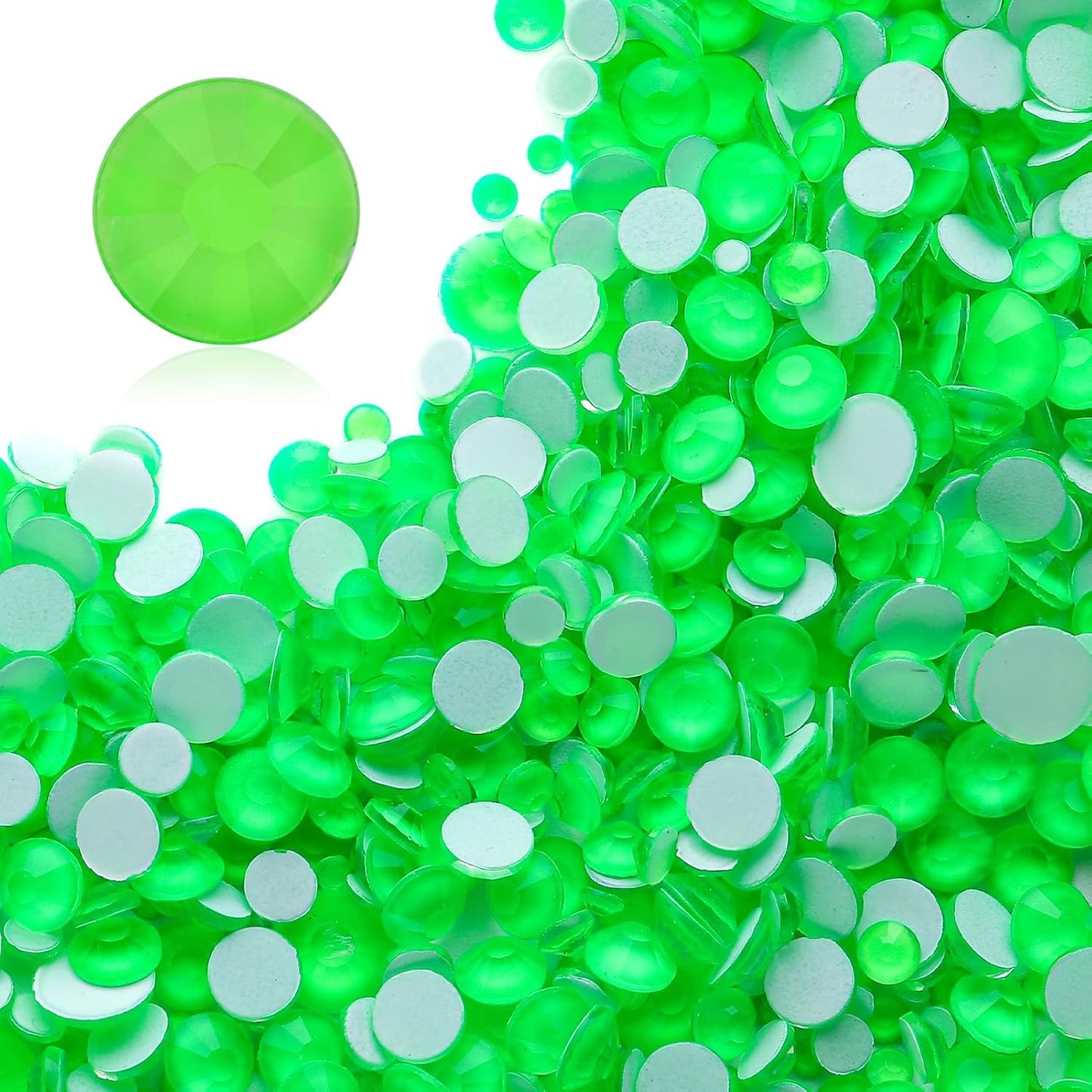 Neon Green Flatback Rhinestones, Glass Rhinestones for Nail Art and Craft, Glue Fix, Loose Crystal Gemstones(Neon Green, SS10, 1440pcs, 2.7-2.8mm)
