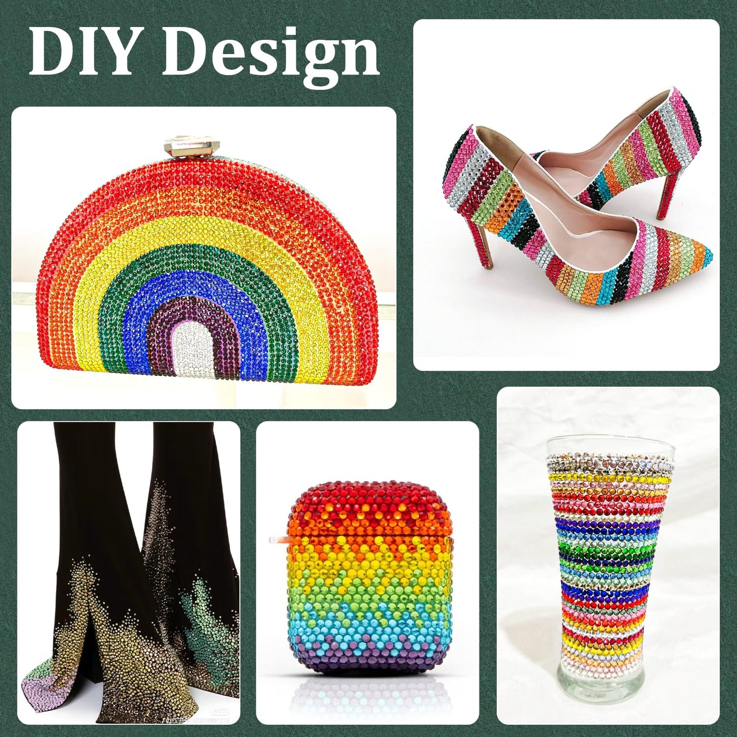 Resin Rhinestones for Crafting with B7000 Jewelry Glue, 1 Box Dark Green Flatback Crystals with 3Pcs 10ml Glue for Bedazzling Crafts DIY Nail Art Makeup，Non Hotfix Gems for Clothing Shoes