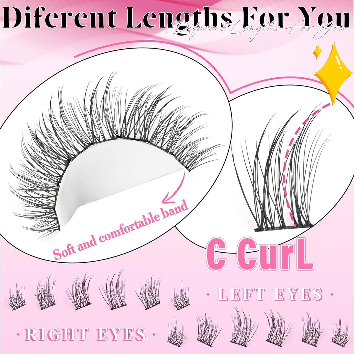 Natural Lash Clusters Wispy DIY Eyelash Clusters 120 pcs Cluster Lash Extensions C Curl Individual Lashes 10-16mm Mix Length Natural Look Lashes Clusters